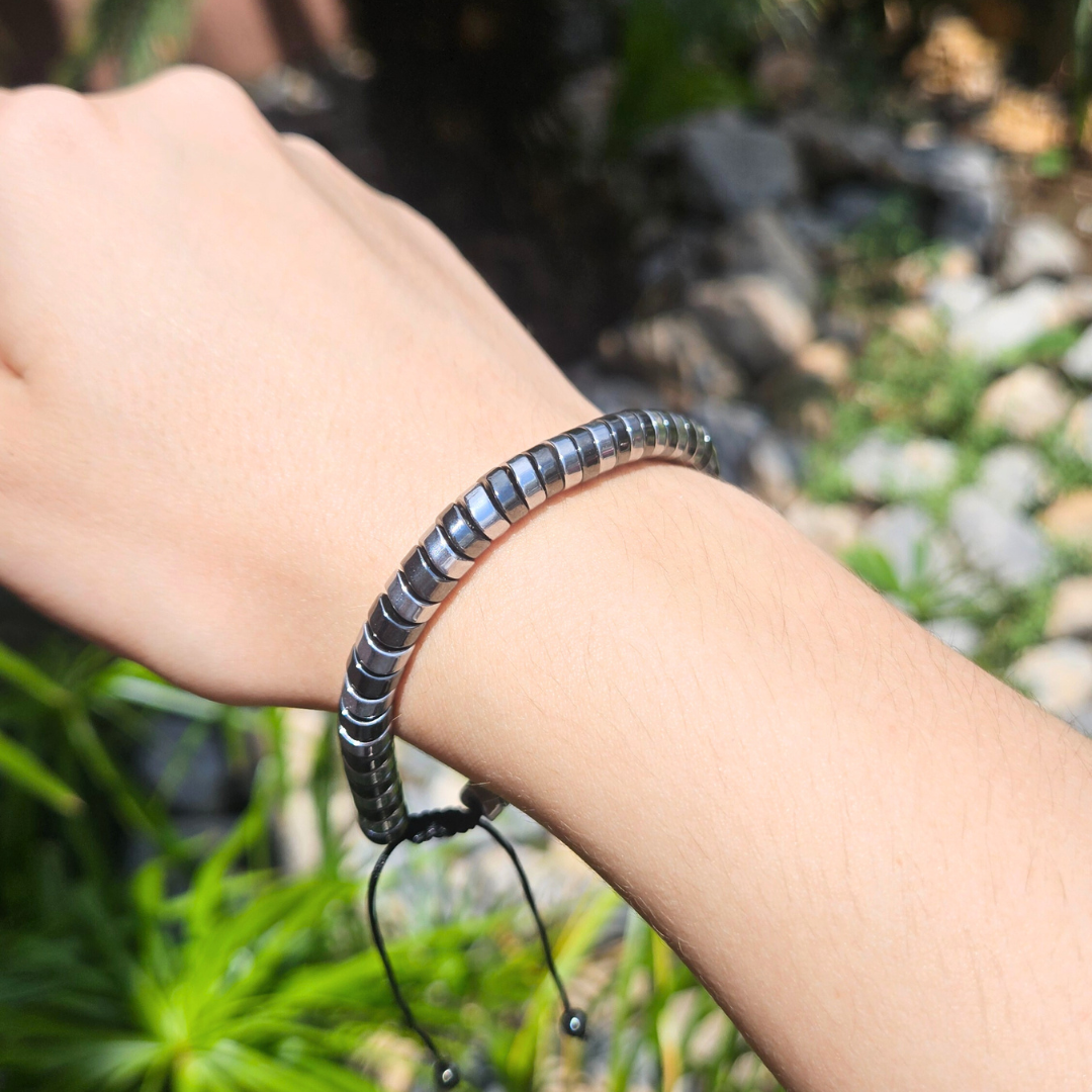 Hematita Plateada/Negro 6 mm