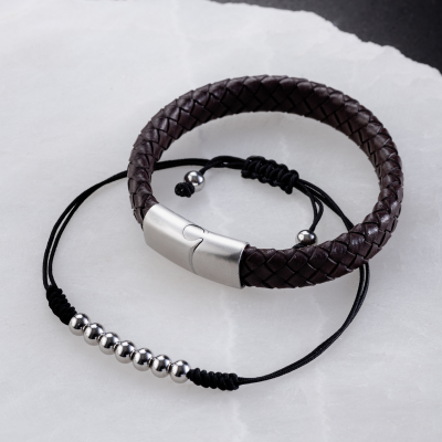 Set Pulseras | Cuero Negra