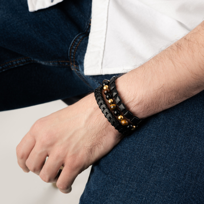 Set Pulseras | Cuero-Onix-Ojo de Tigre