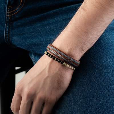 Set Pulseras | Cuero Gris-Café
