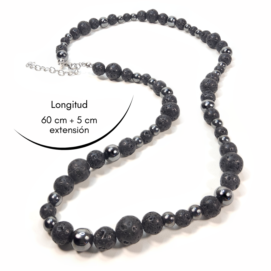 Collar Piedra Volcánica-Hematita