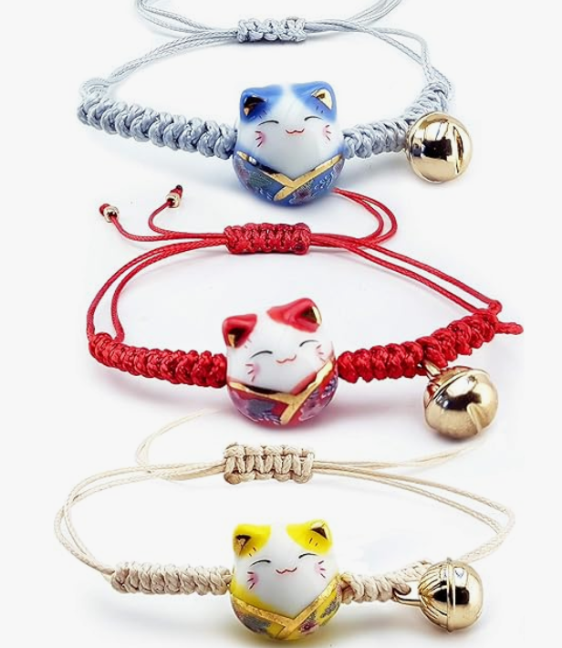 Maneki Neko Rojo-Celeste-Amarillo