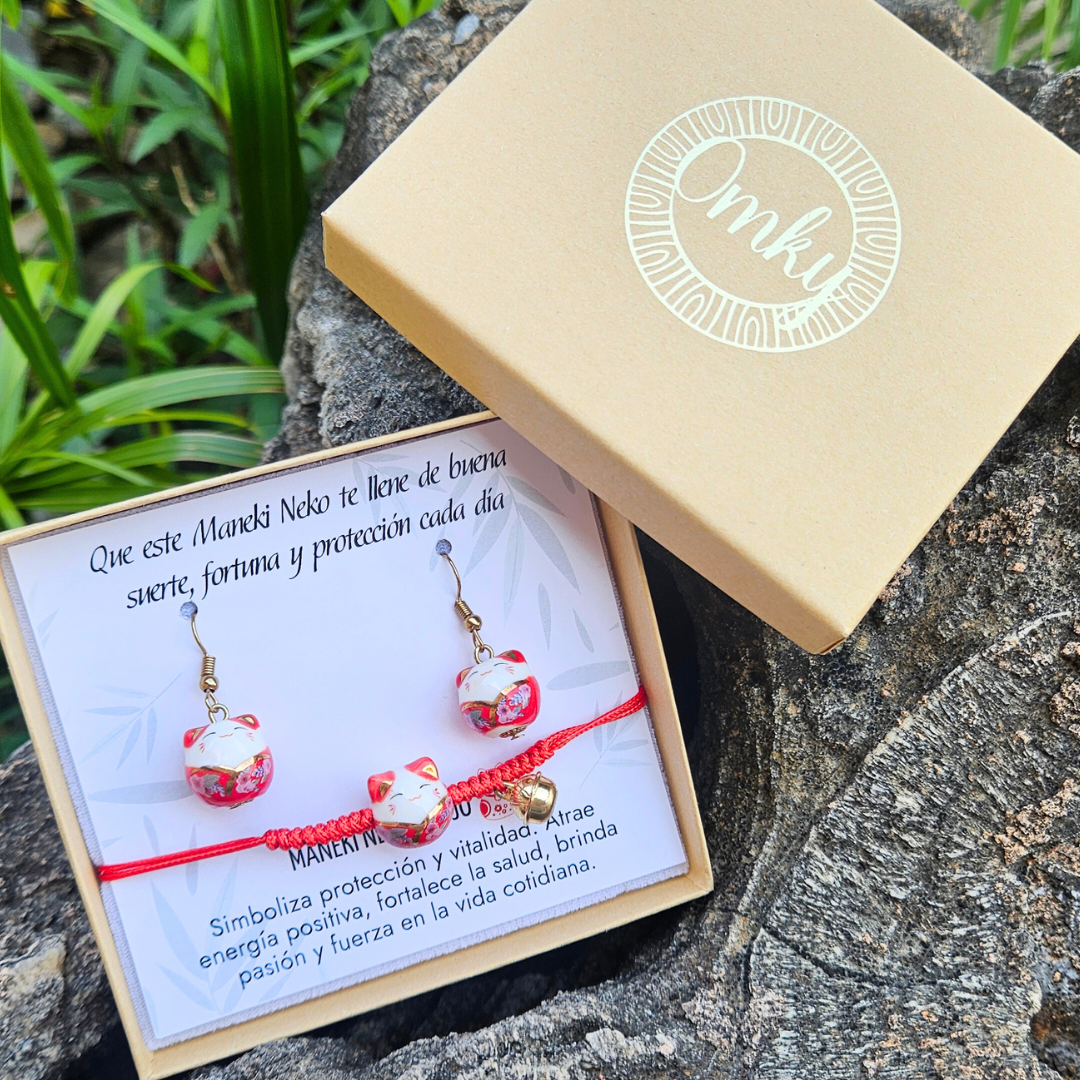 Set Maneki Neko Rojo