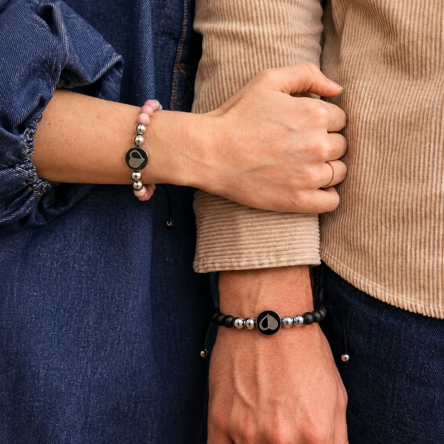 Pulseras de Pareja Medio Corazón