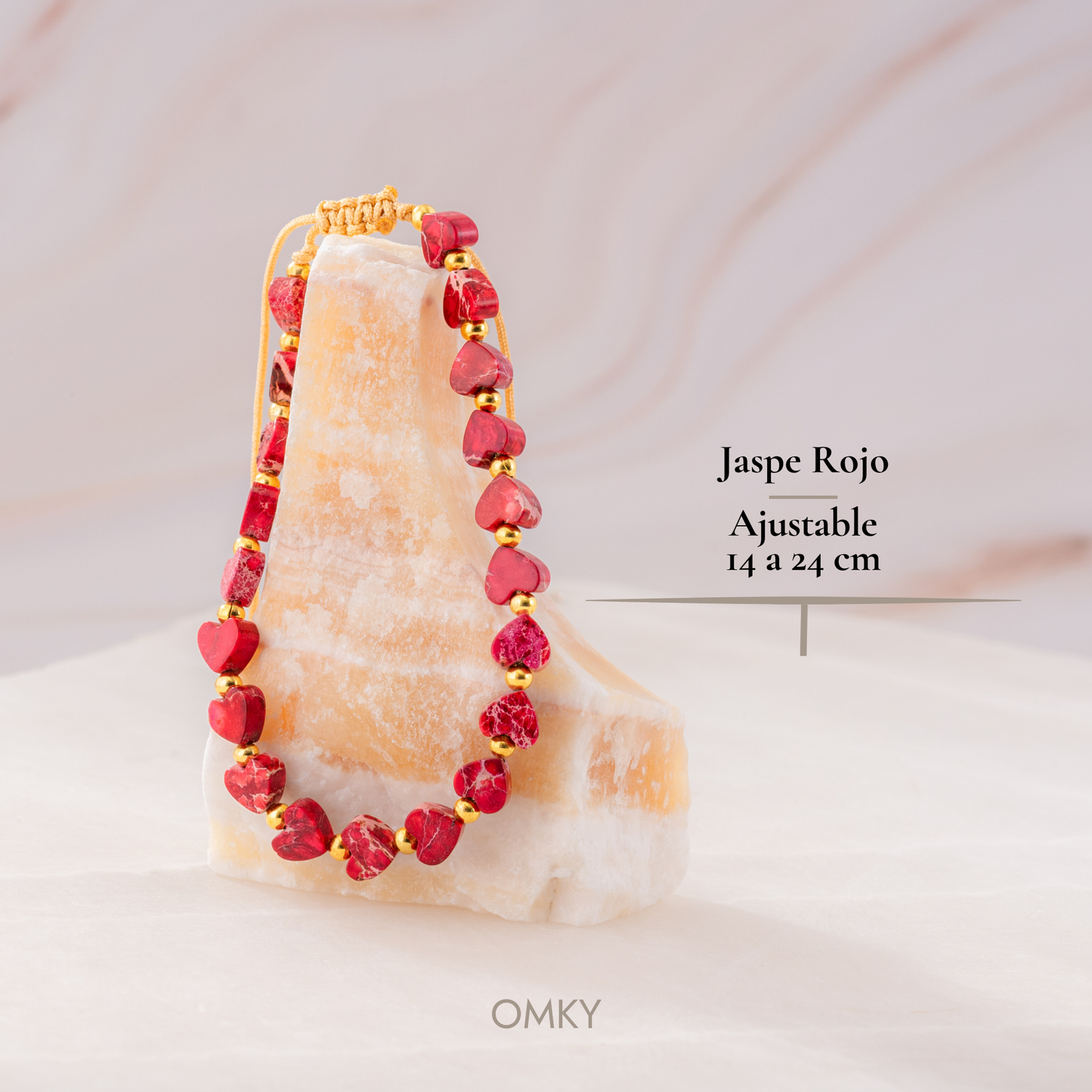 Pulsera Corazones de Jaspe Rojo