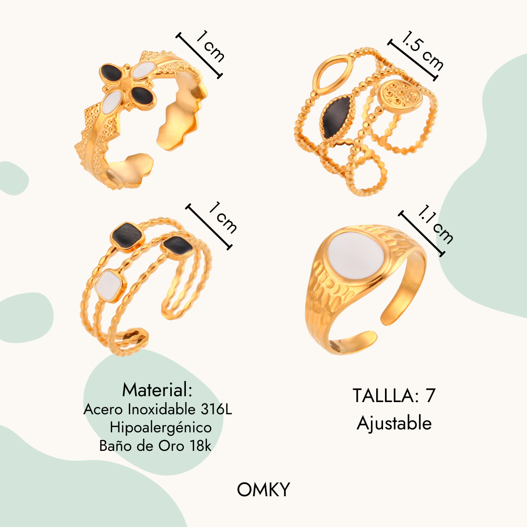 Set Anillos Acero Inoxidable 316L | WHITE