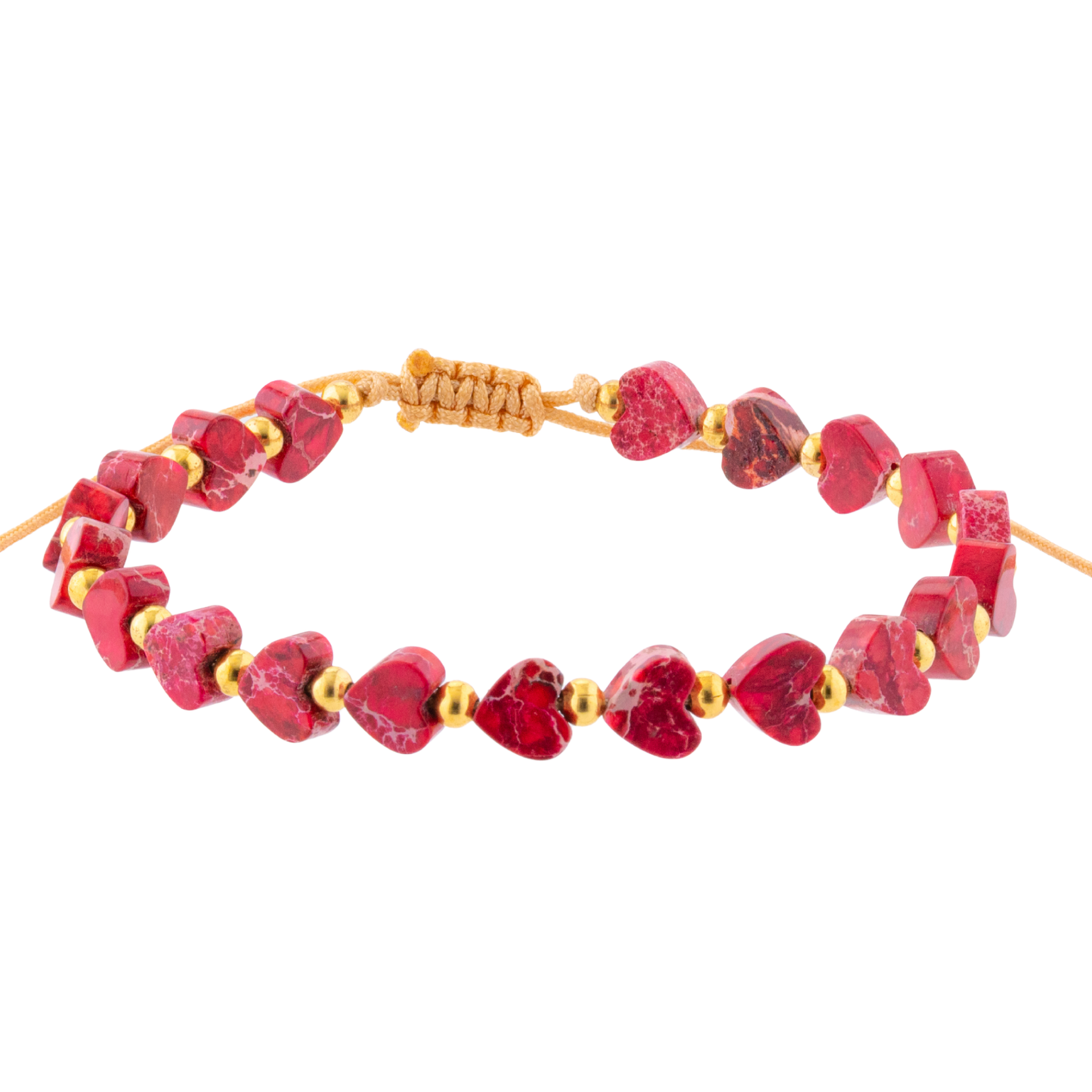 Pulsera Corazones de Jaspe Rojo